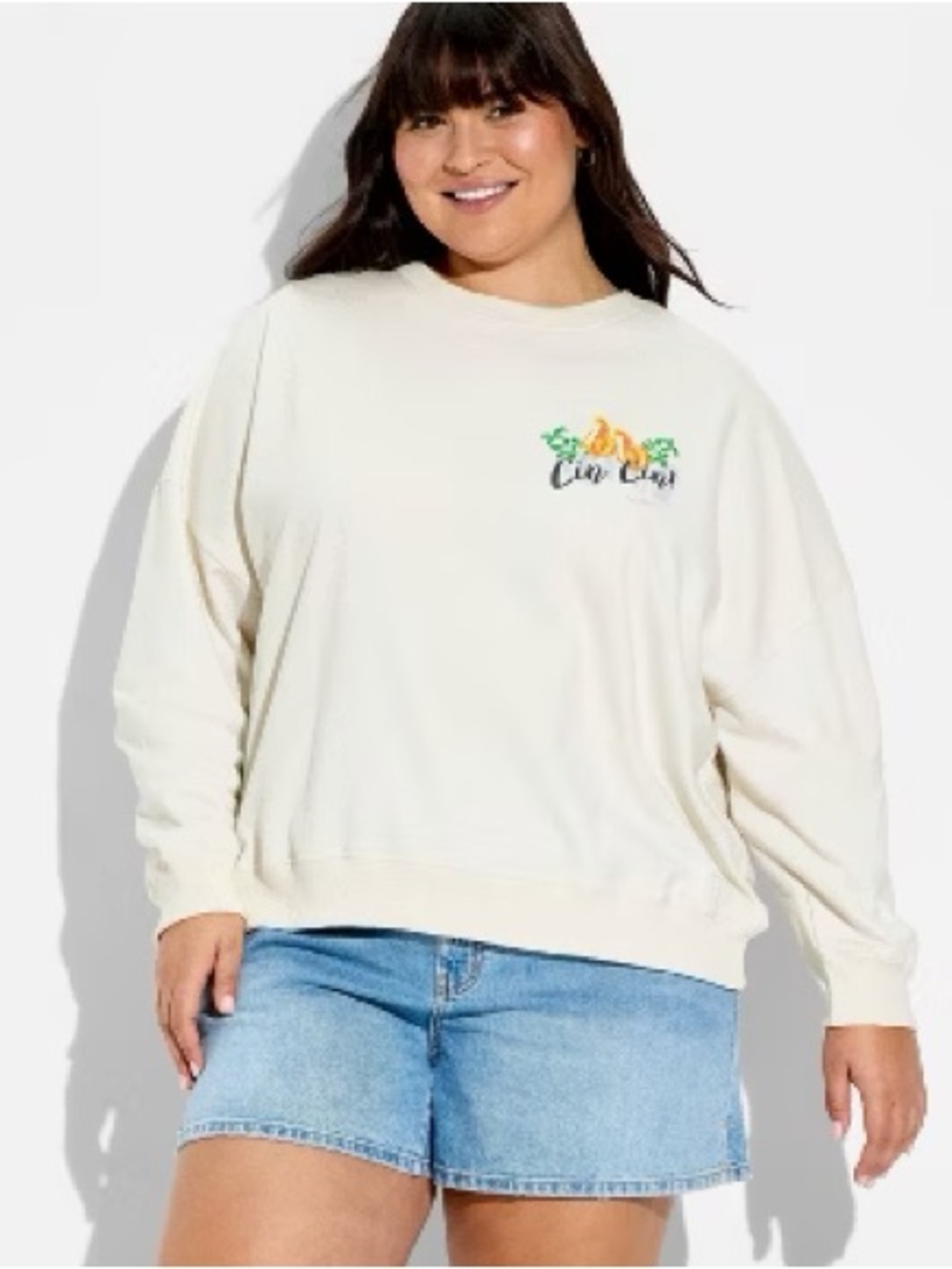 Skinnydip Women's Cin Cin Graphic Pullover Sweatshirt - creamy White  sz s nwt
